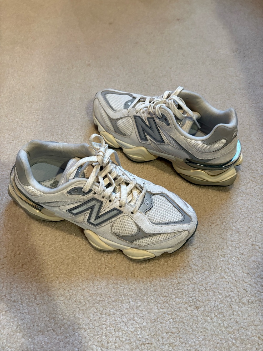 New Balance 9060 White and Light Gray Retro Runner Sneakers